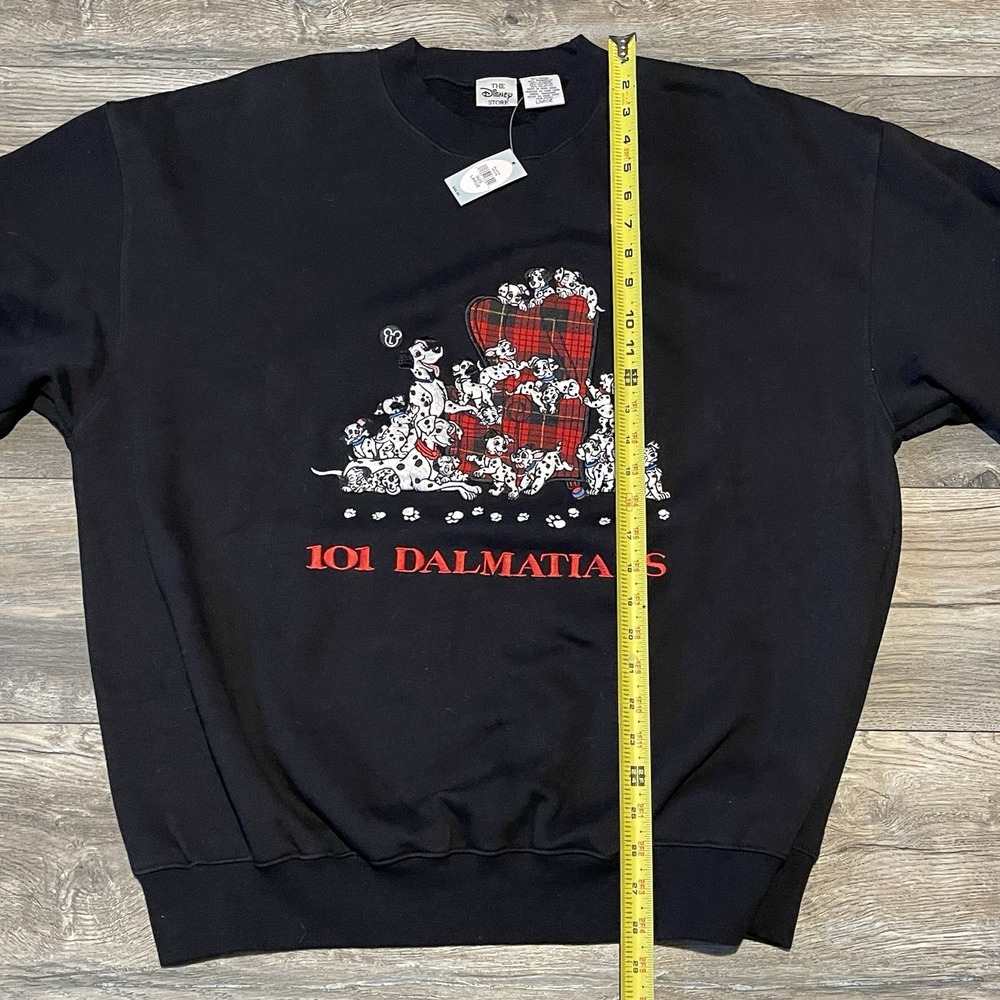 NWT Vintage 90s 101 Dalmatians Black Crewneck Sweatshirt Large Disney Store - Picture 9 of 9